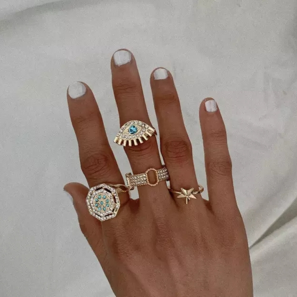 Gold and Silver Boho-Inspired Ring Set